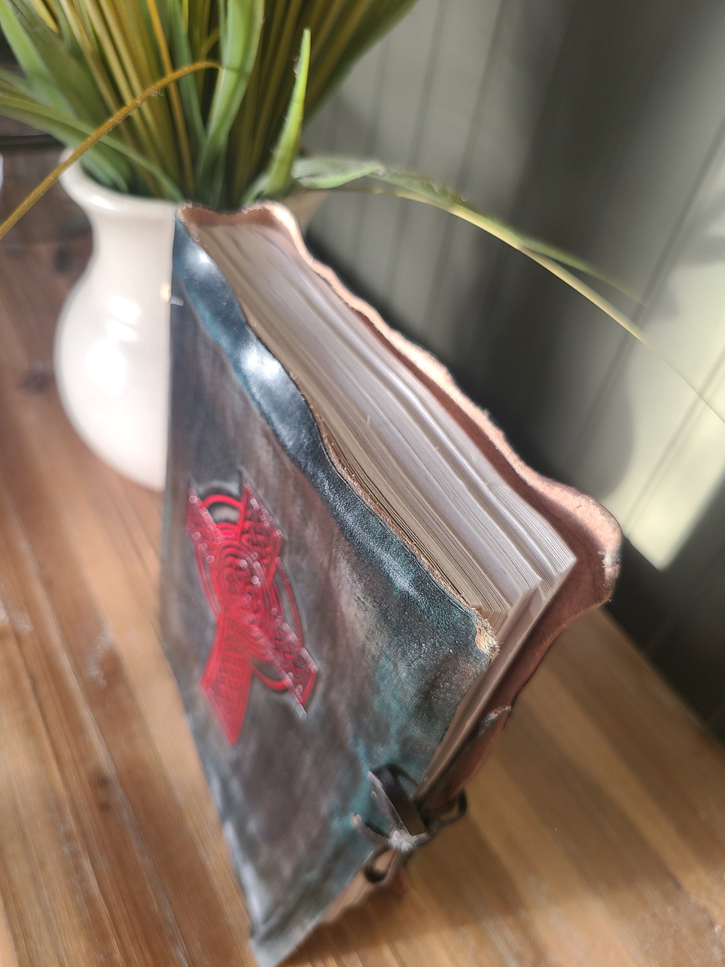 Celtic Cross Leather Writing Journal - Black and Red-Status Co. Leather Studio