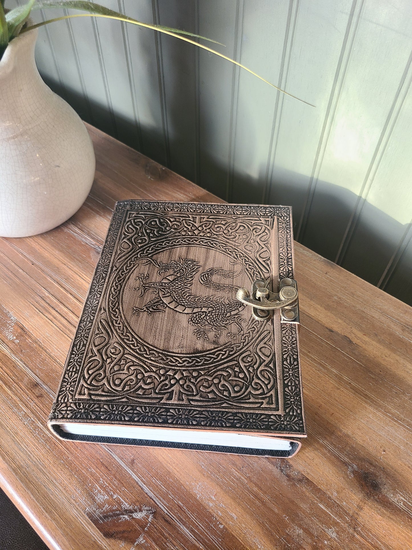 Medieval Dragon Leather Writing Journal - Tan