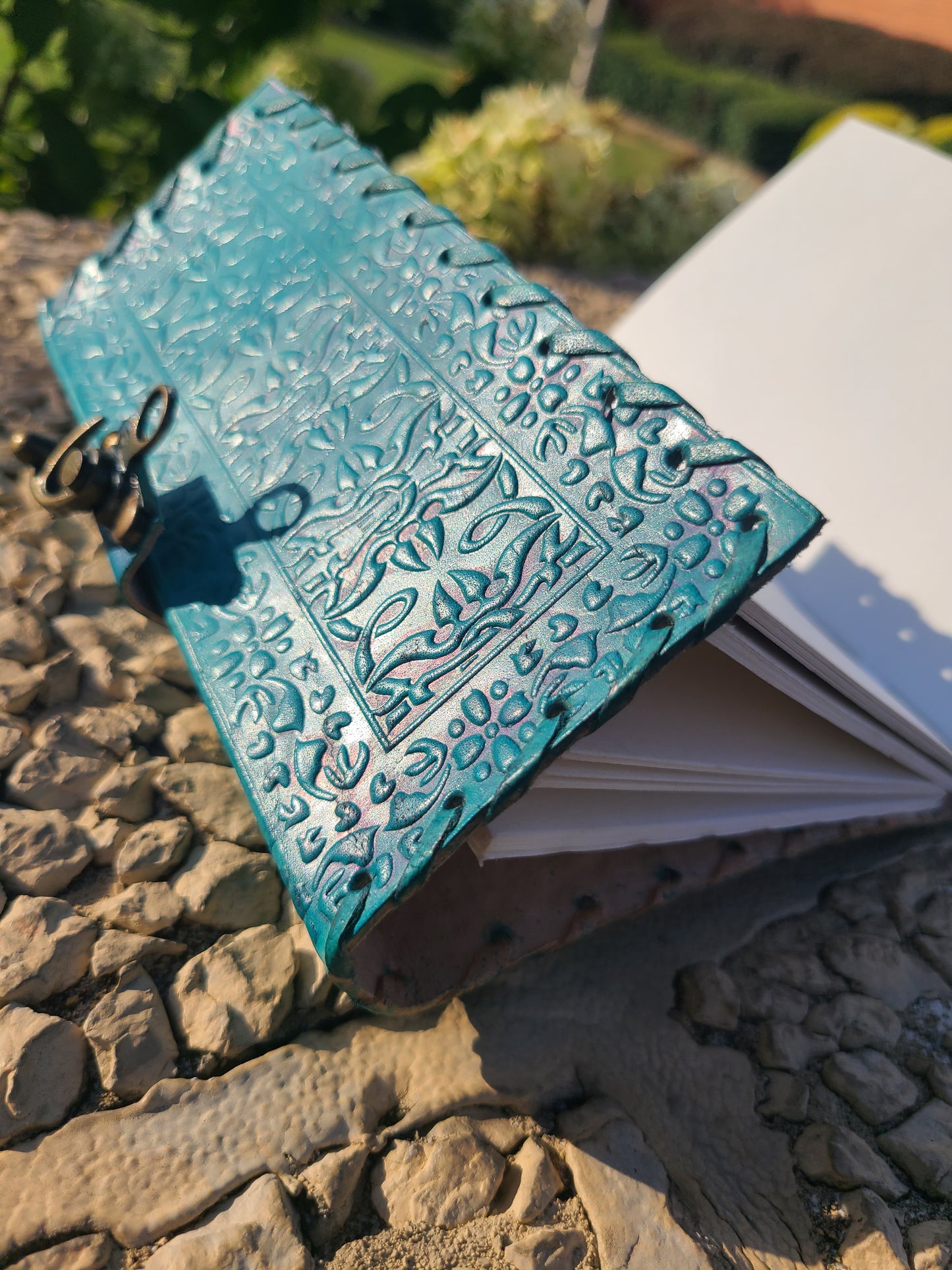 Turquoise Leather C-Lock Journal-Status Co. Leather Studio
