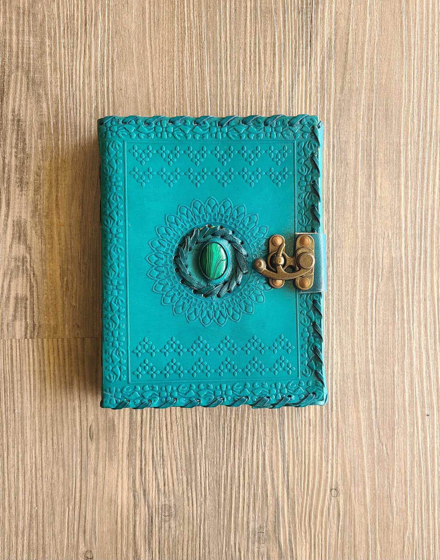 Turquoise Leather C-Lock Journal-Status Co. Leather Studio