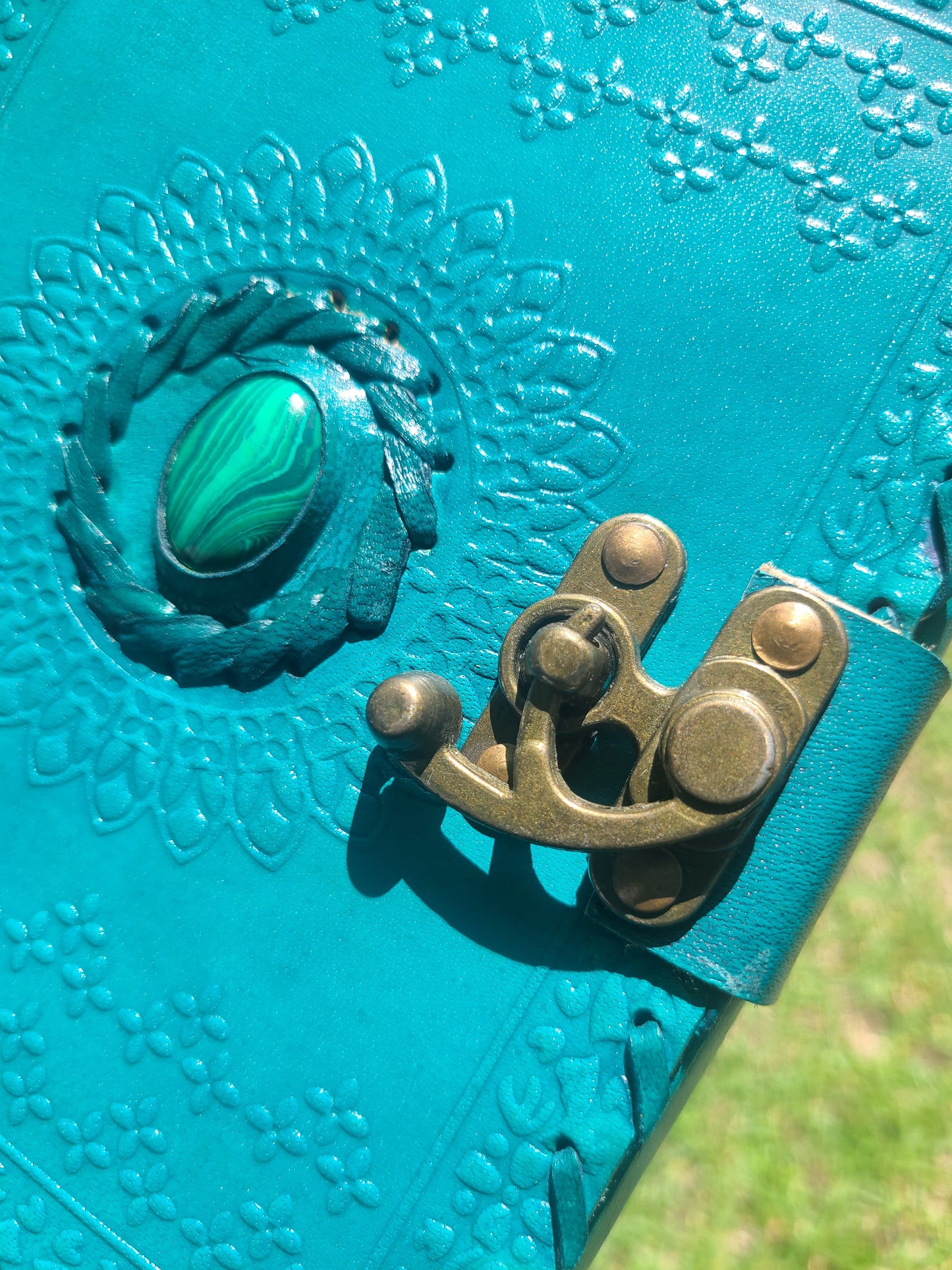 Turquoise Leather C-Lock Journal-Status Co. Leather Studio