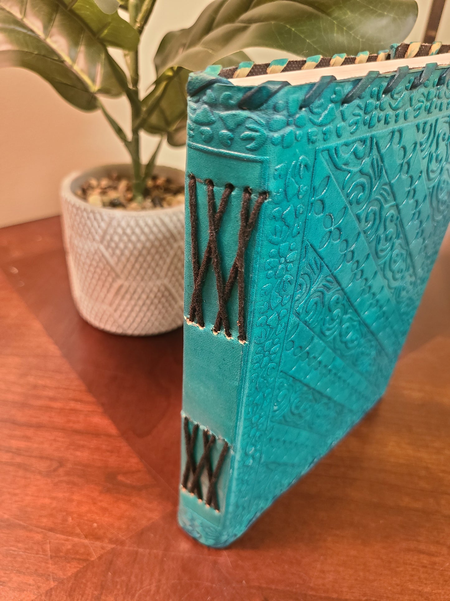 Turquoise Leather C-Lock Journal-Status Co. Leather Studio