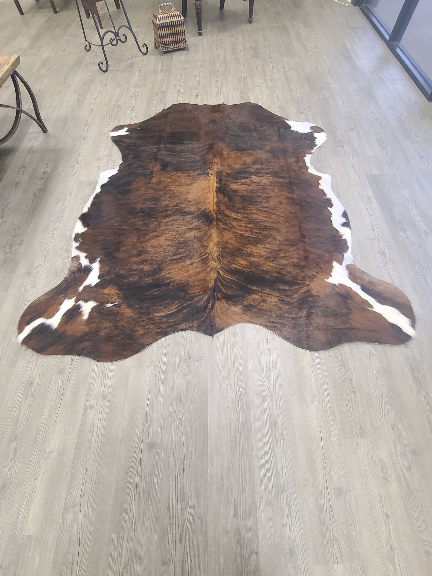 Brazilian Cowhide Rug - Dark White Belly Brindle - 8 ft x 6 ft-Status Co. Leather Studio