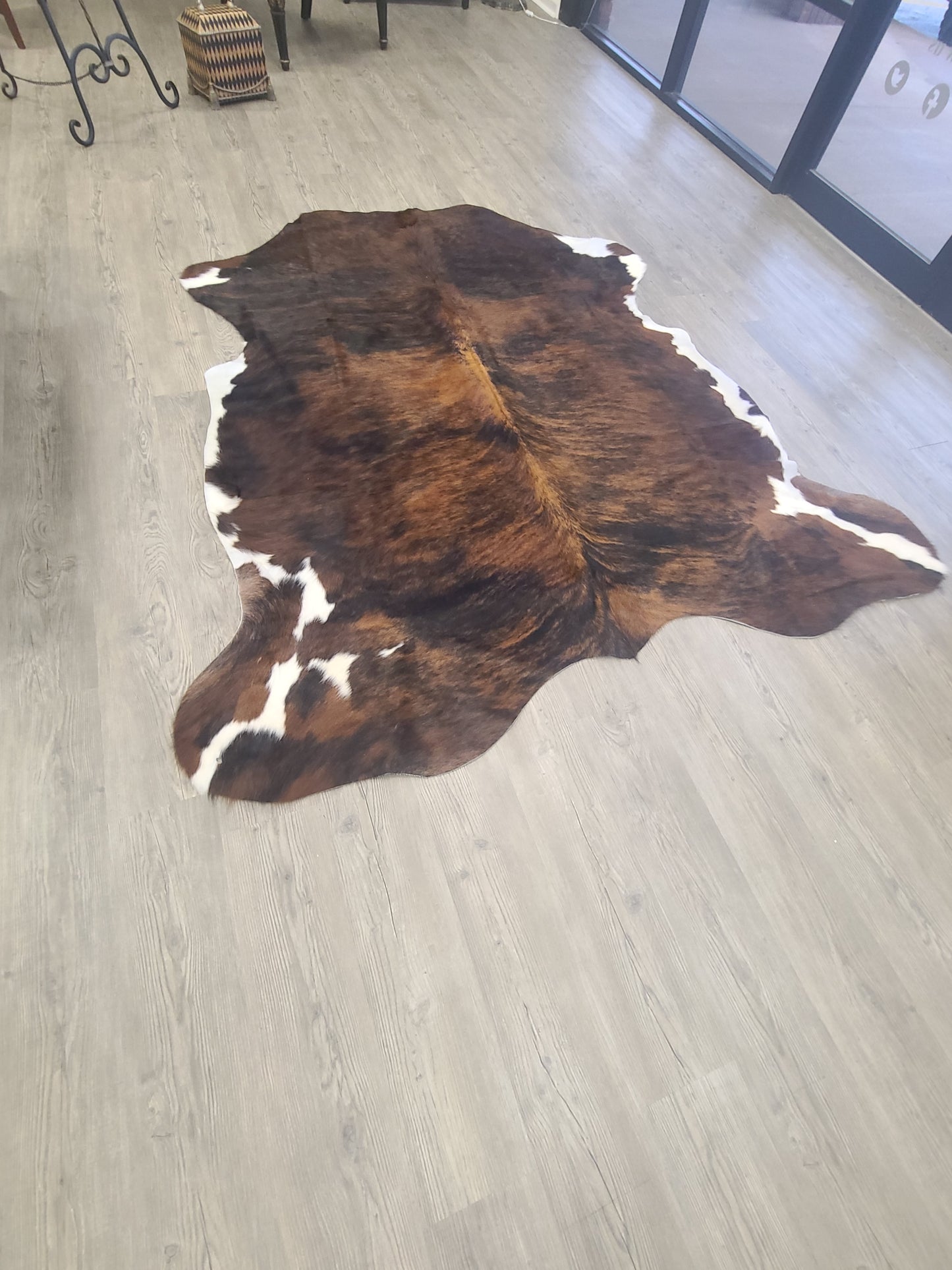 Brazilian Cowhide Rug - Dark White Belly Brindle - 8 ft x 6 ft-Status Co. Leather Studio