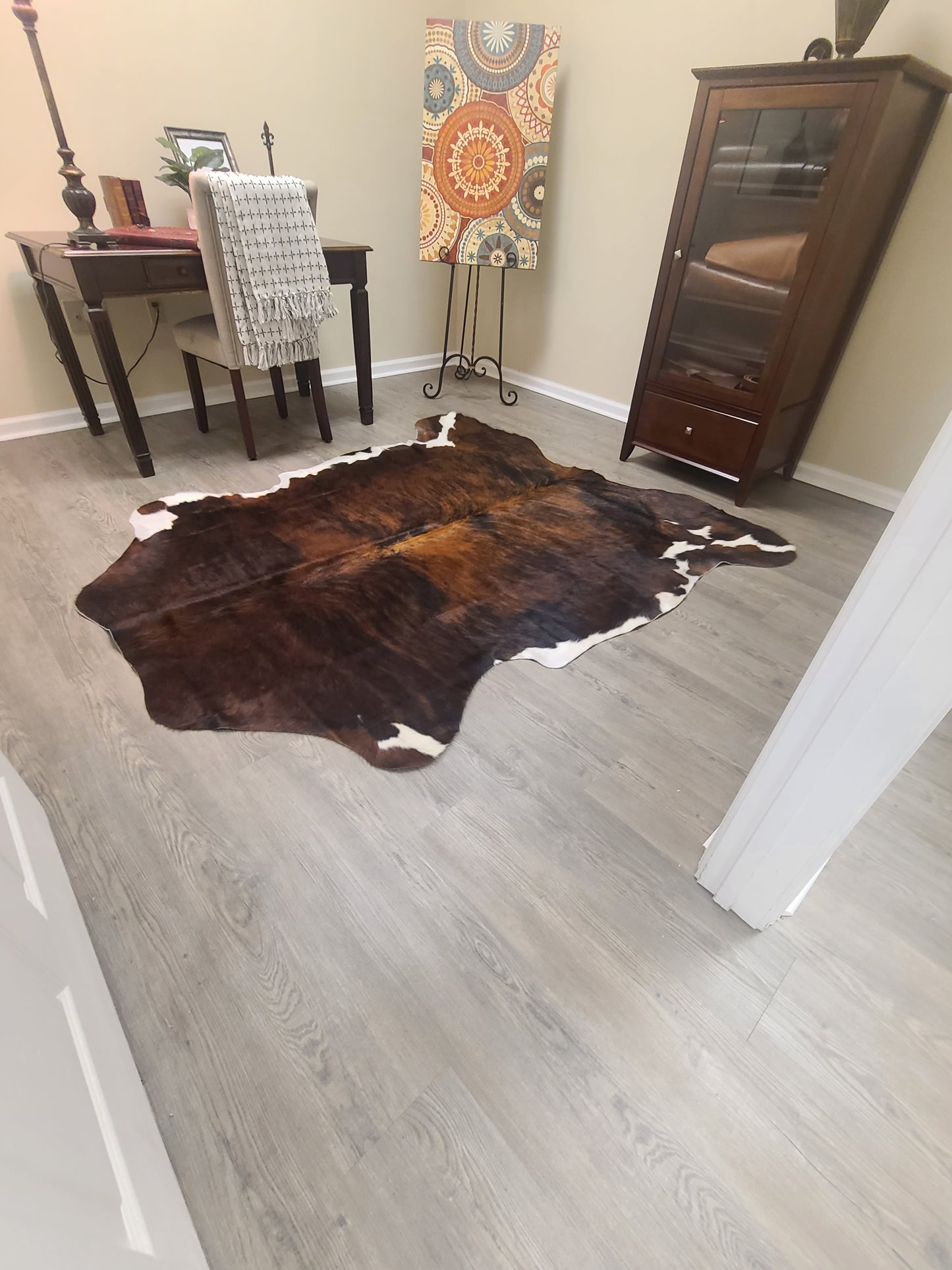 Brazilian Cowhide Rug - Dark White Belly Brindle - 8 ft x 6 ft-Status Co. Leather Studio