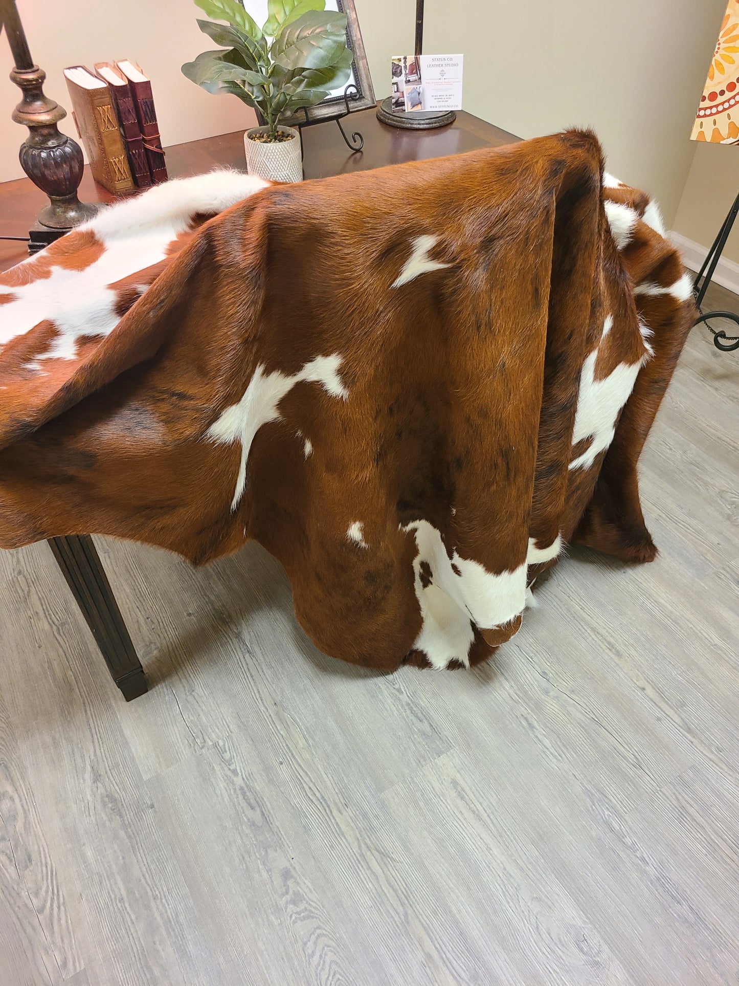 Brazilian Cowhide Rug - Brown & White Spotted - 8 ft x 6 ft-Status Co. Leather Studio