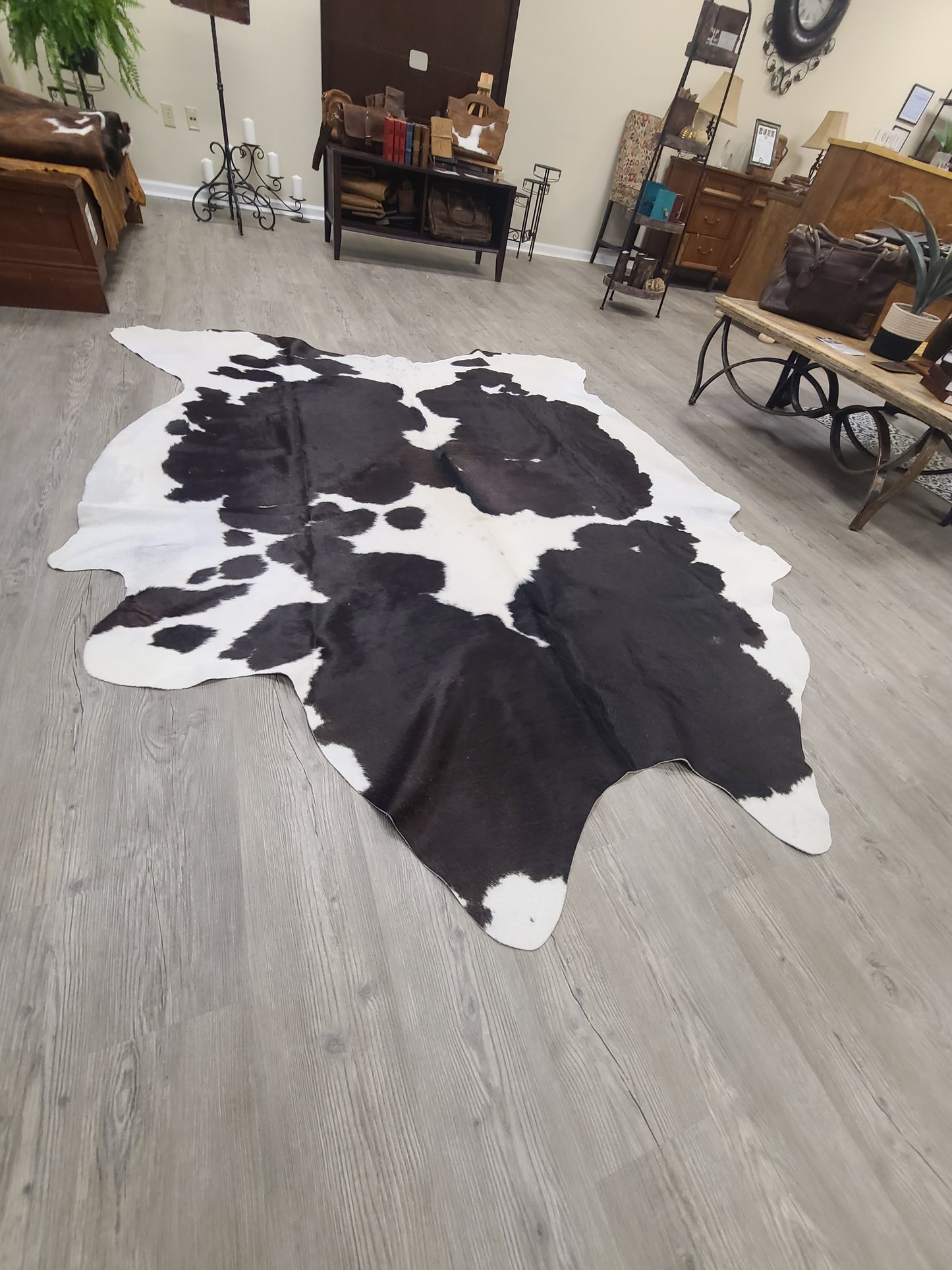 Brazilian Cowhide Rug - Black & White Spotted - 9 ft x 7 ft-Status Co. Leather Studio
