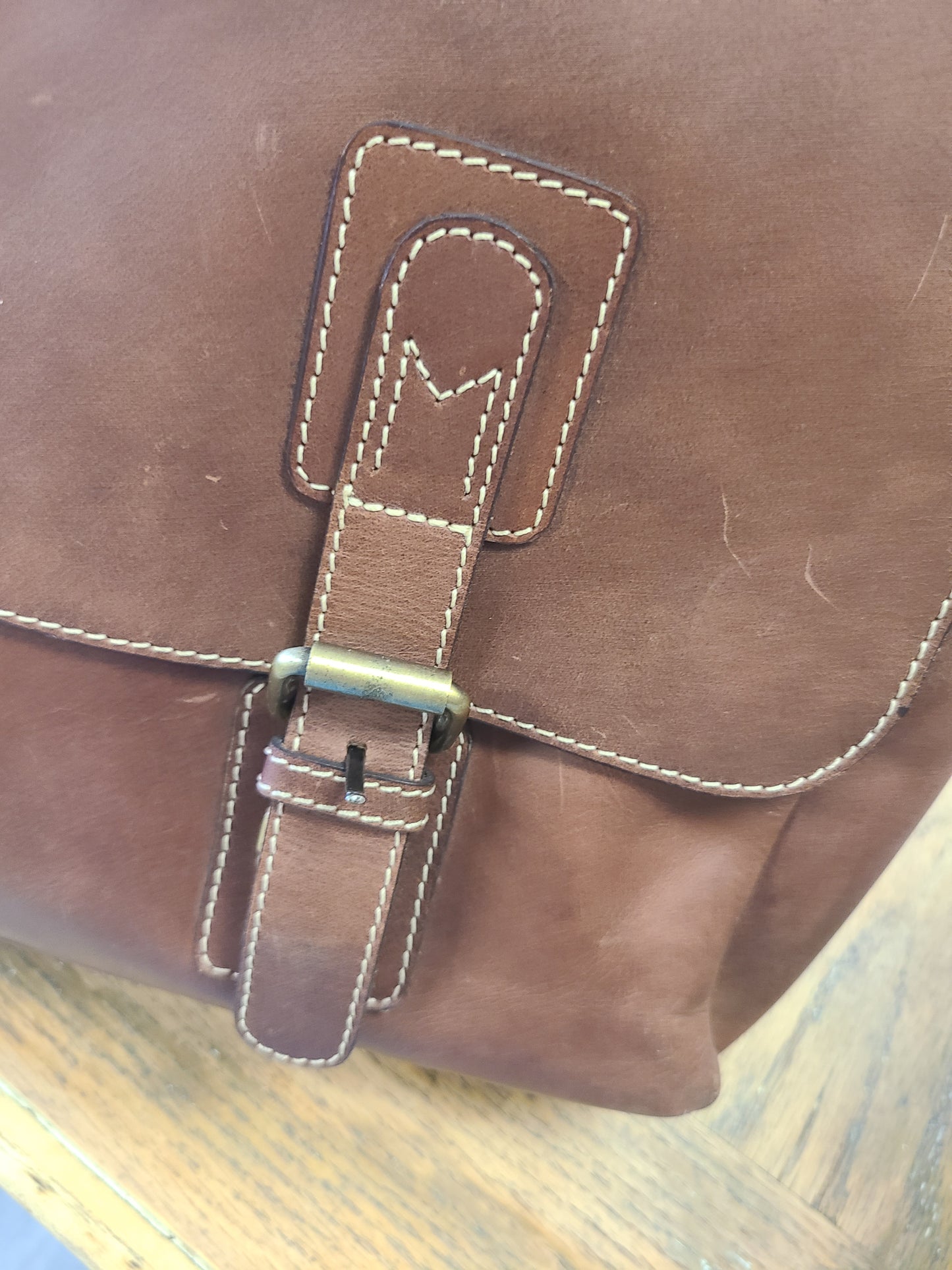 Classic Leather Stitched Messenger Bag-Status Co. Leather Studio