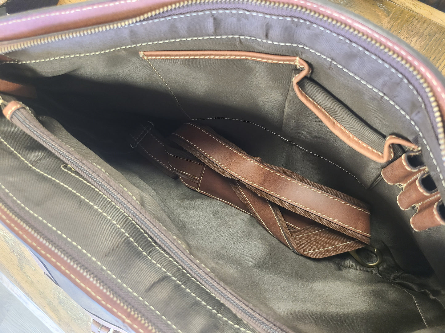 Classic Leather Stitched Messenger Bag-Status Co. Leather Studio