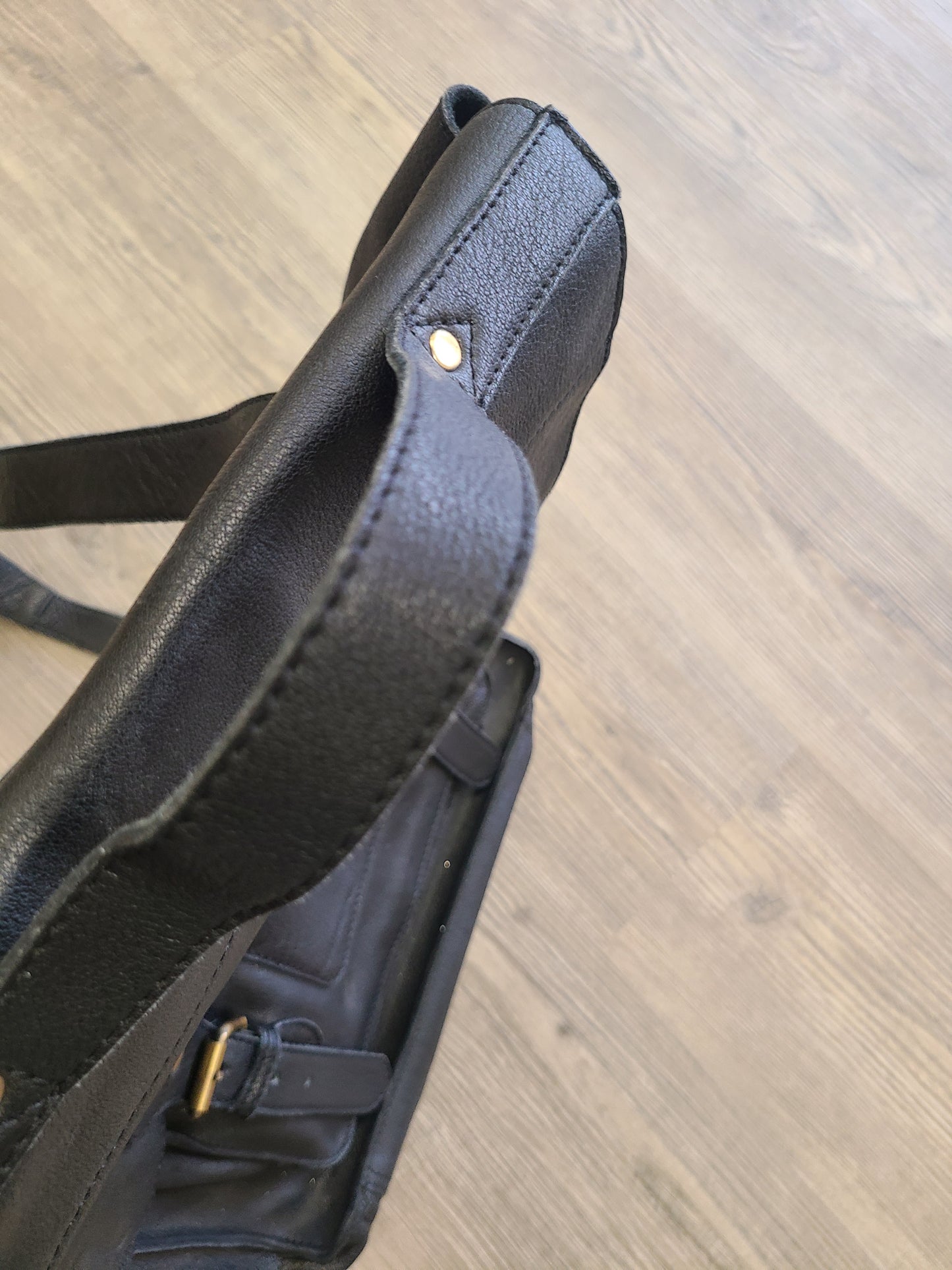 Black Leather Cowhide Travel Backpack-Status Co. Leather Studio