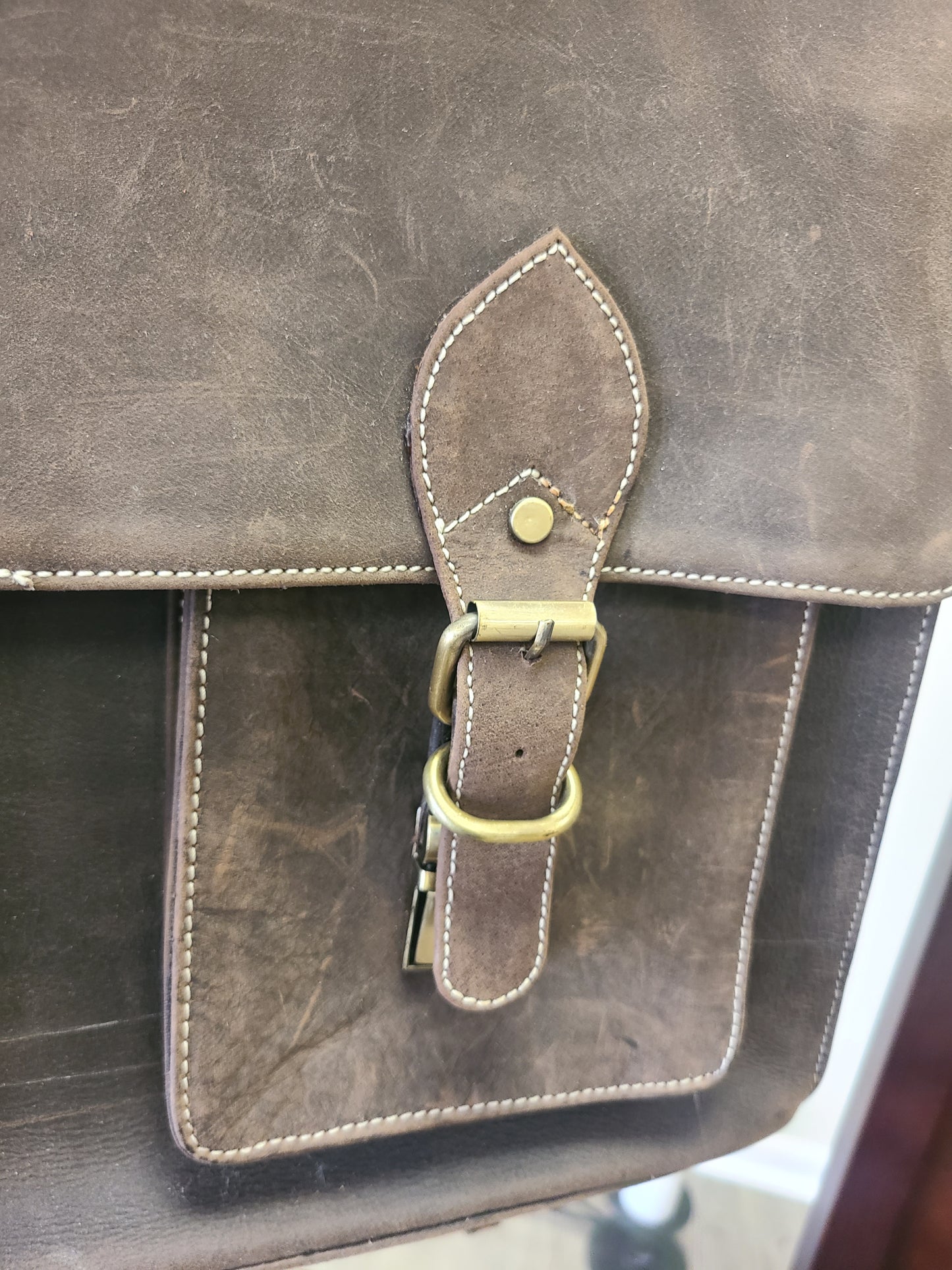 Buffalo Leather Office Messenger Bag-Status Co. Leather Studio