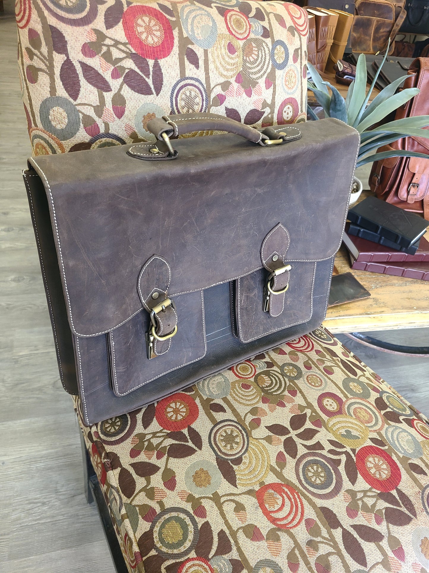 Buffalo Leather Office Messenger Bag-Status Co. Leather Studio