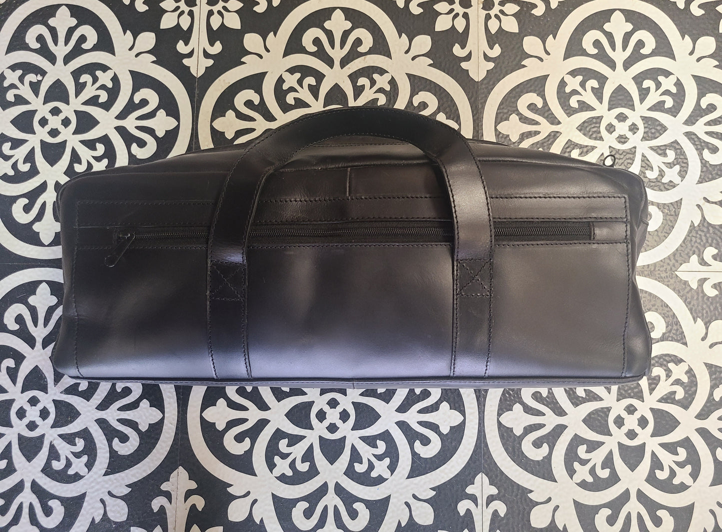 SLIM BLACK LEATHER CARRY-ON BAG-Status Co. Leather Studio