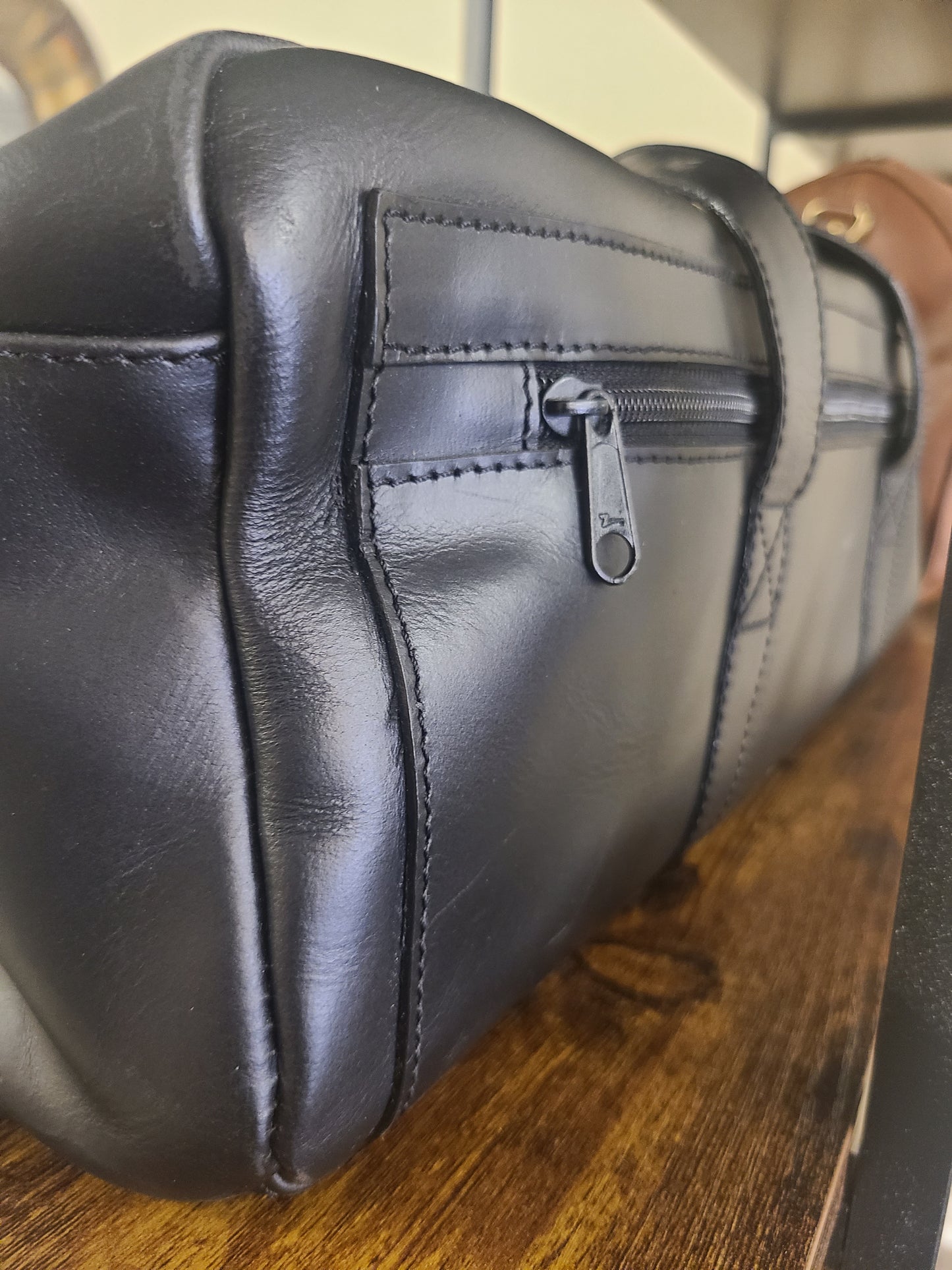 SLIM BLACK LEATHER CARRY-ON BAG-Status Co. Leather Studio