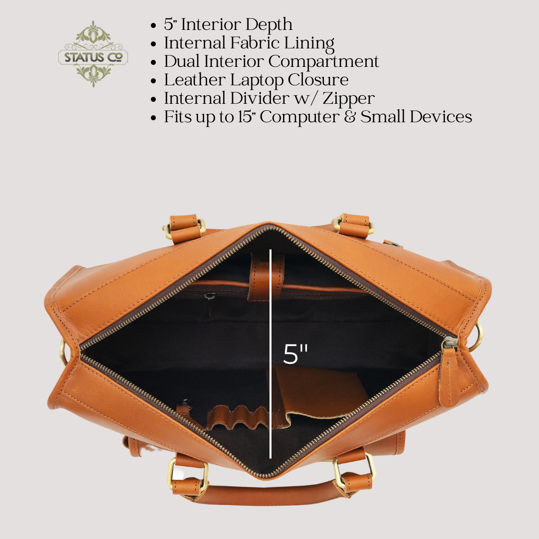 Bison Leather Executive Satchel-Status Co. Leather Studio