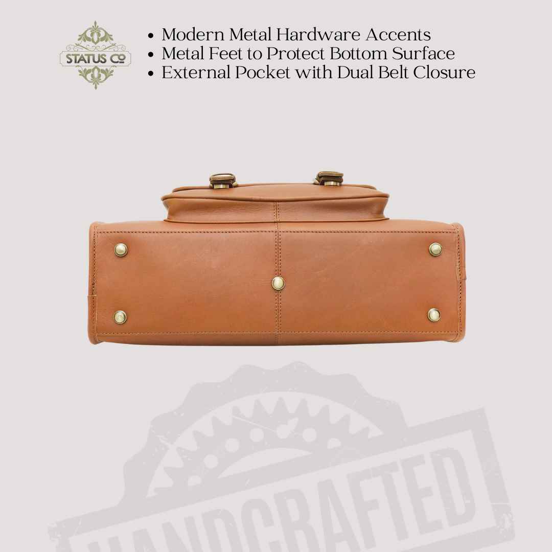 Bison Leather Executive Satchel-Status Co. Leather Studio