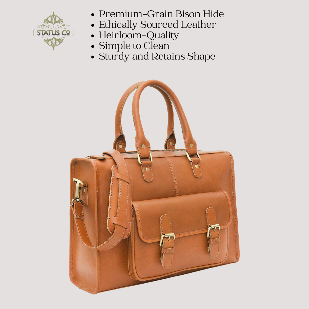 Bison Leather Executive Satchel-Status Co. Leather Studio