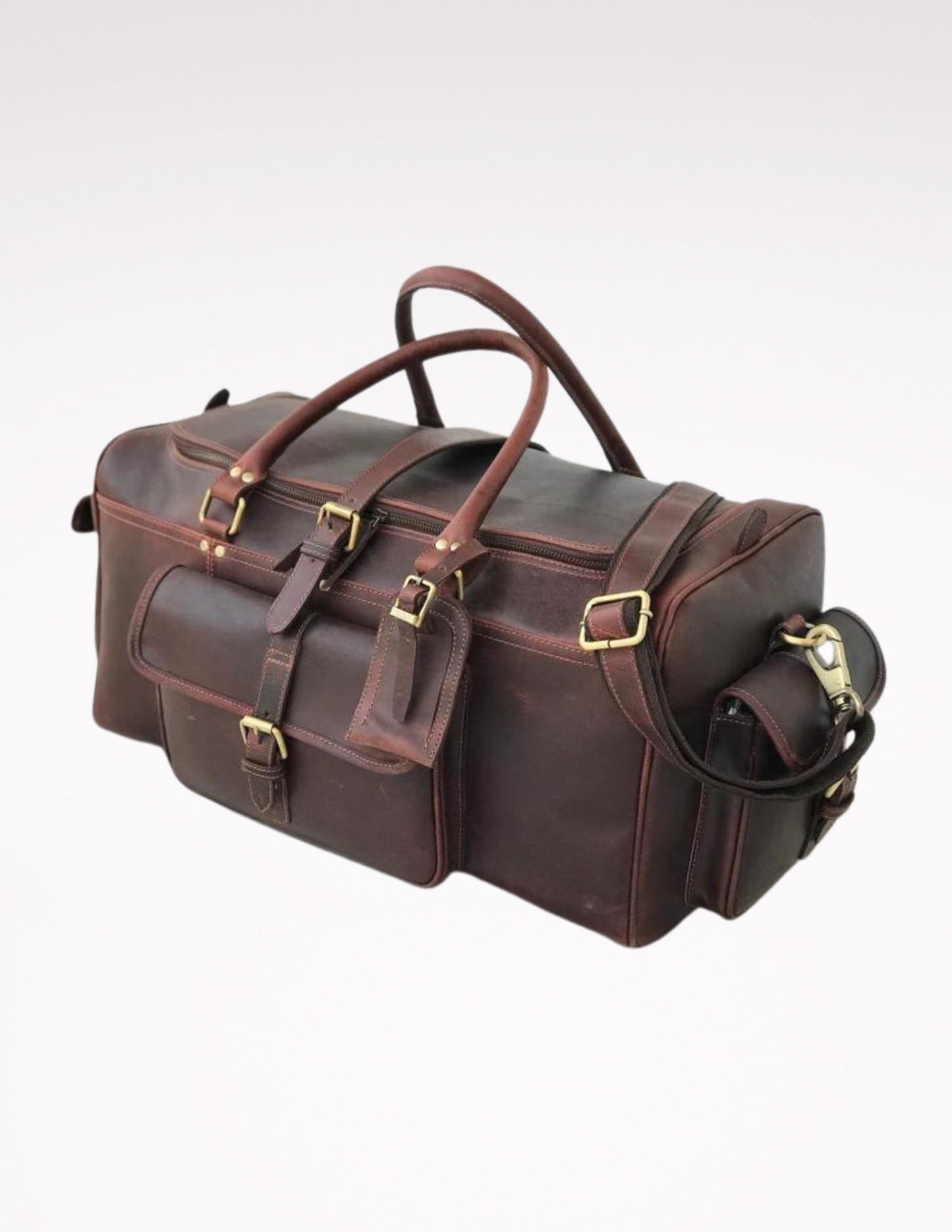 Combo Offer - 24 inch Men's Buffalo Leather Weekender Duffel and Toiletry Bag-Status Co. Leather Studio