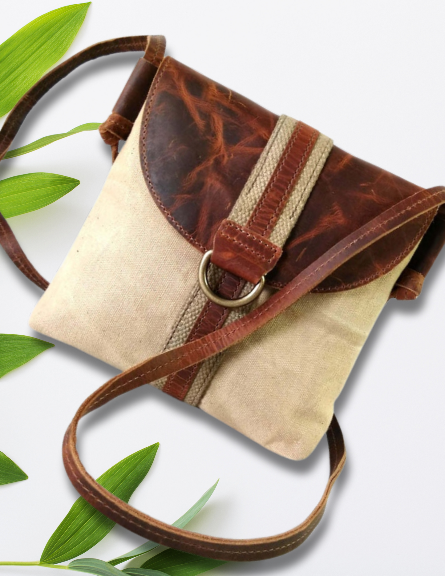 Leather and Canvas Mini Sling Bag-Status Co. Leather Studio