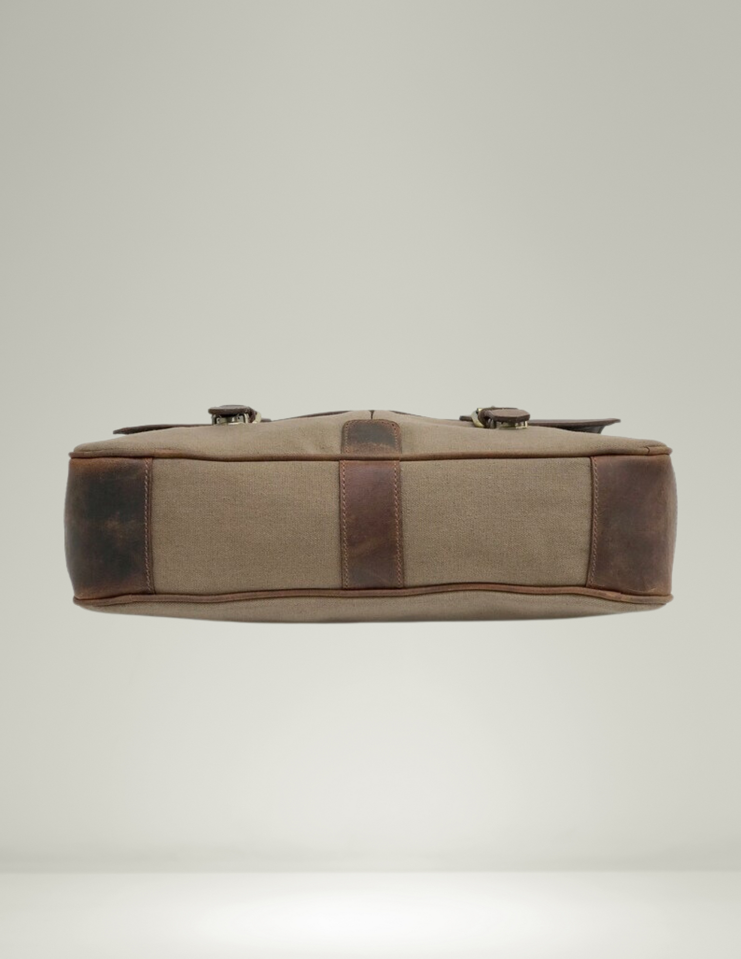 Canvas And Buffalo Leather Messenger Bag - Tan-Status Co. Leather Studio