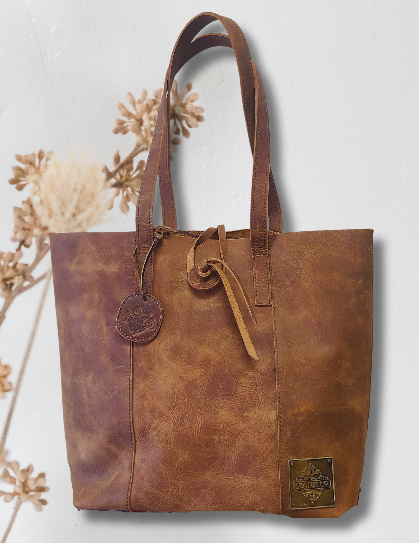 Women's Hunter Leather Tote Bag - Light-Status Co. Leather Studio