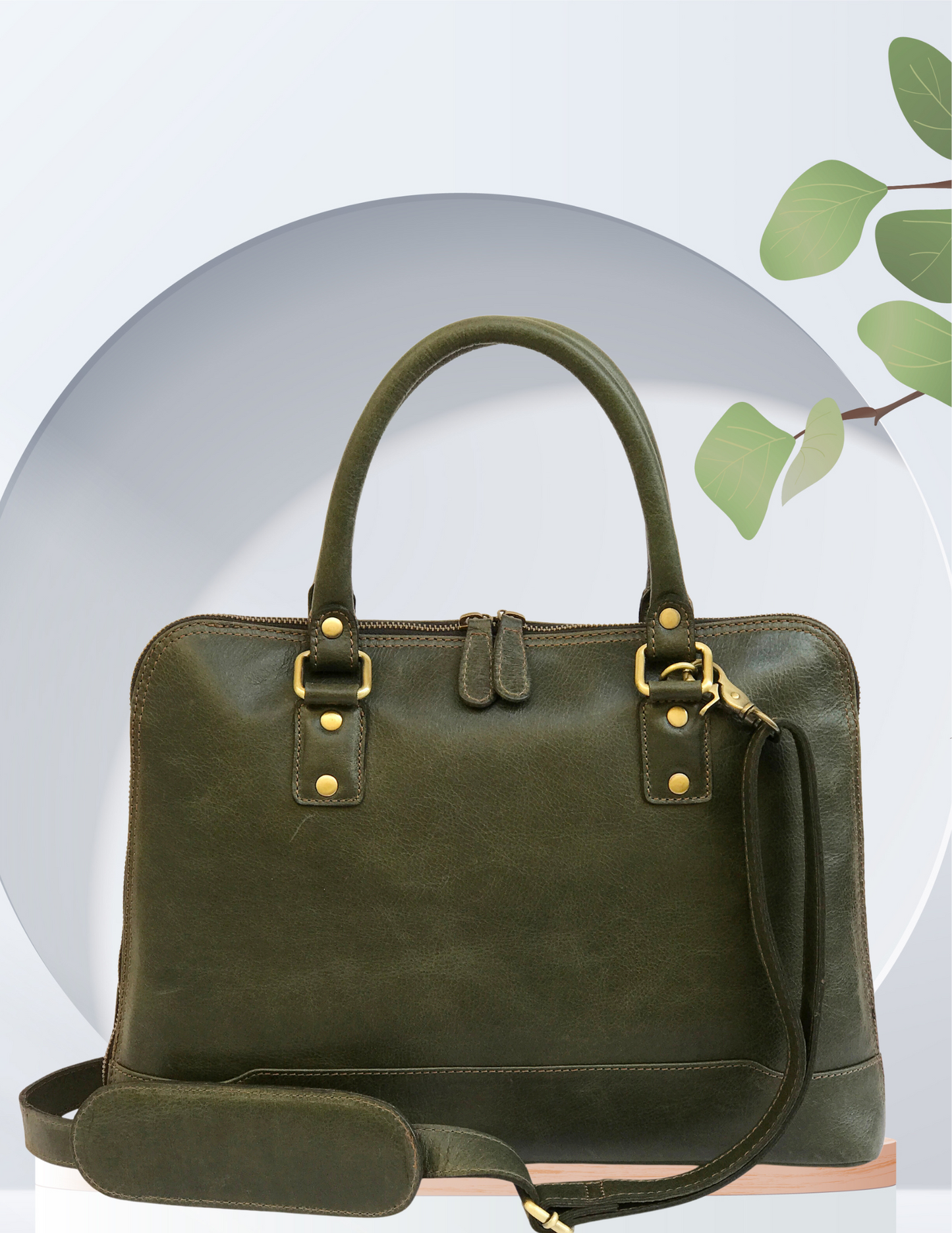 Modern Brazilian Leather Laptop Bag - Forest Green-Status Co. Leather Studio