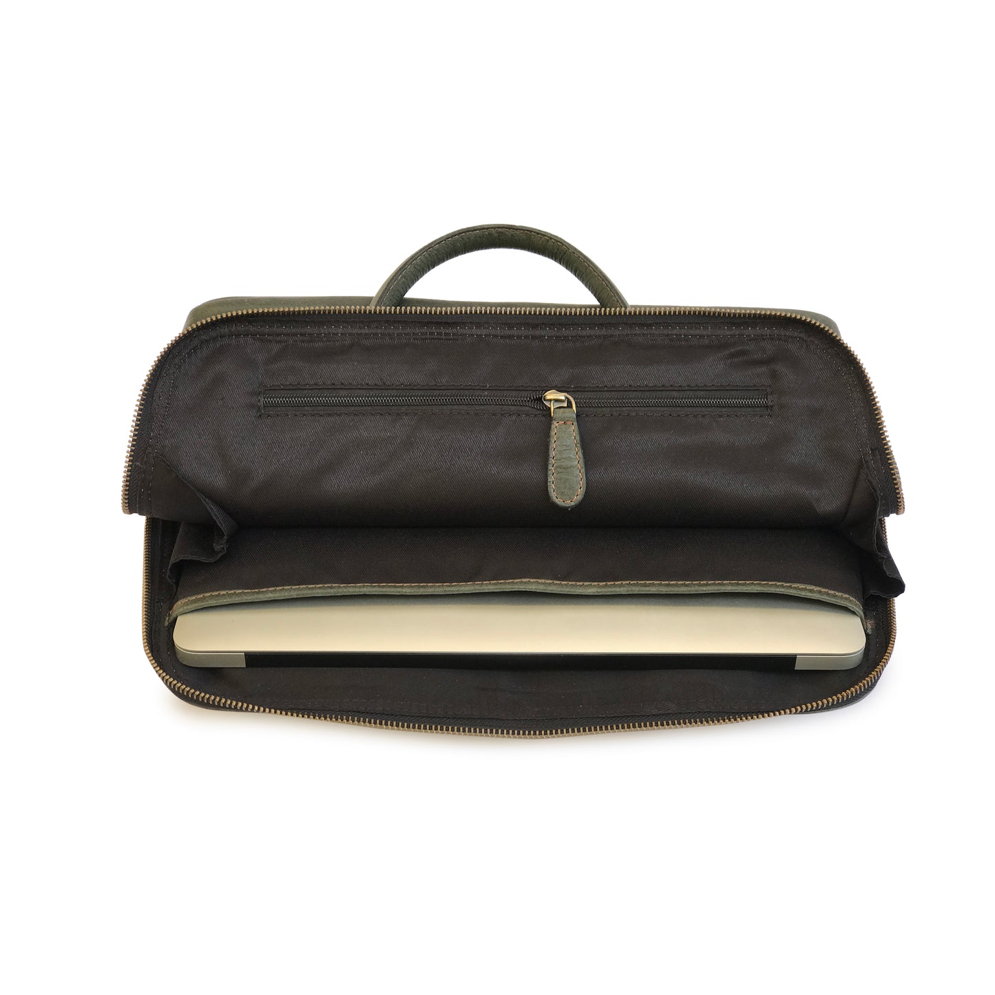 Modern Brazilian Leather Laptop Bag - Forest Green-Status Co. Leather Studio