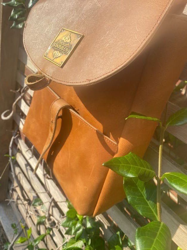 Women's Cowhide Travel Backpack-Status Co. Leather Studio