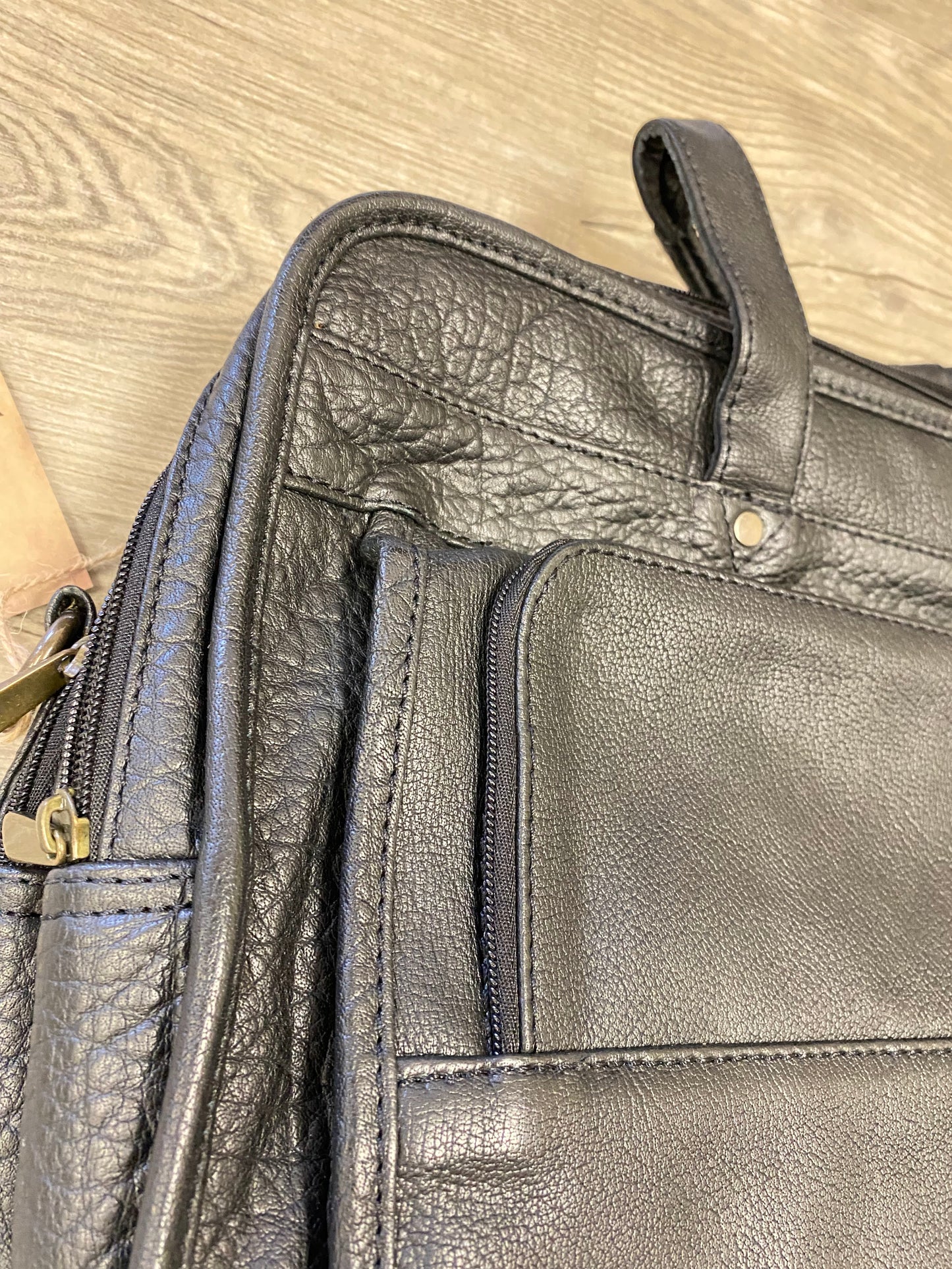 Classic Black Leather Soft Briefcase-Status Co. Leather Studio