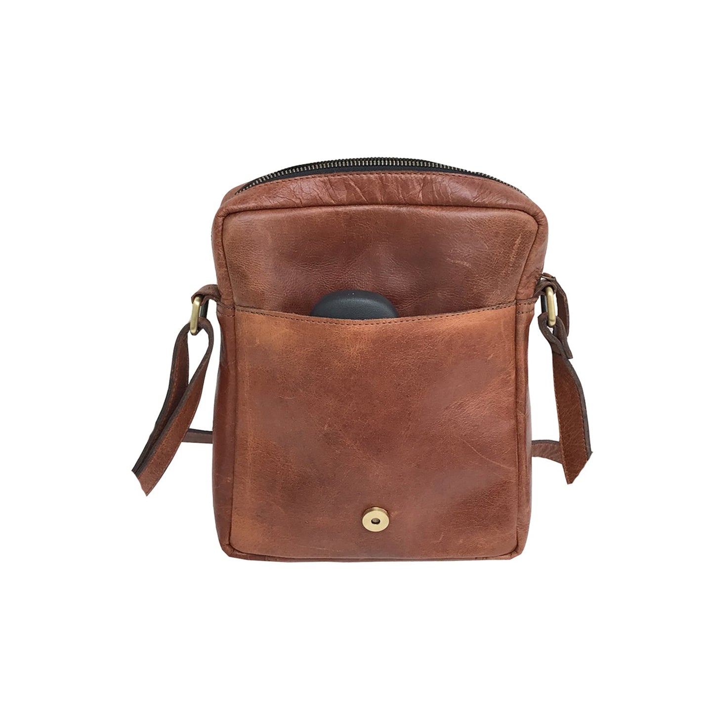 Full-grain Buffalo Leather Sling Messenger Bag - Sandstone Brown-Status Co. Leather Studio