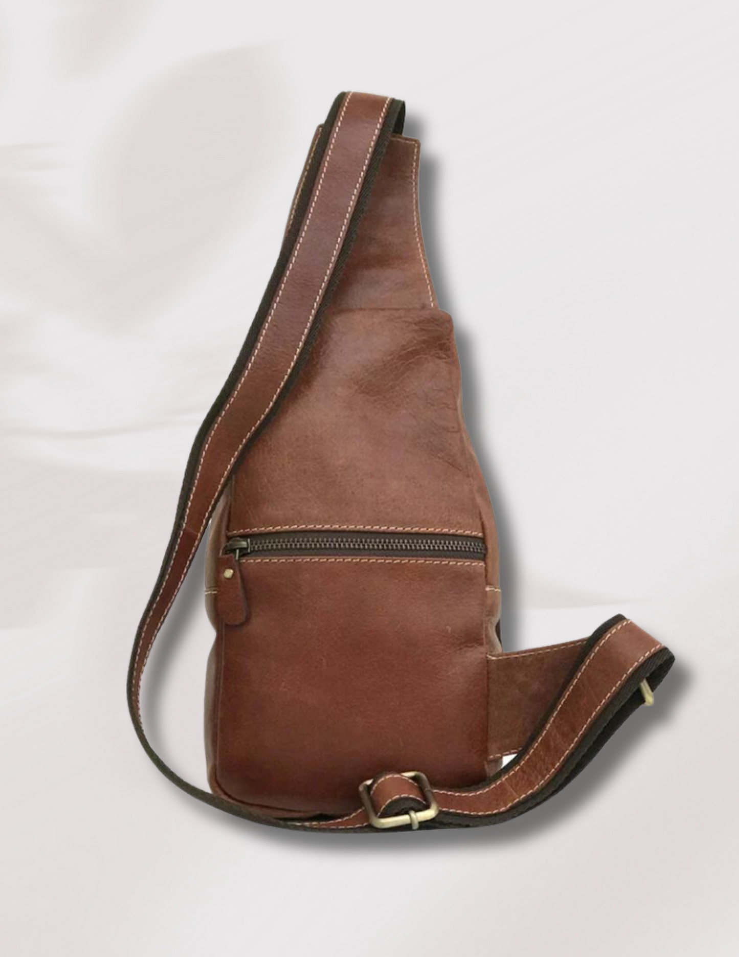 Modern Leather Chest Bag - Cognac Brown-Status Co. Leather Studio