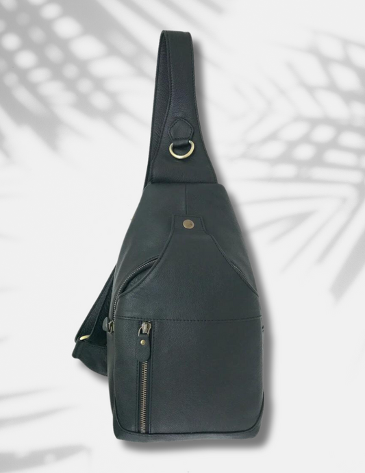 Modern Leather Chest Bag - Black-Status Co. Leather Studio