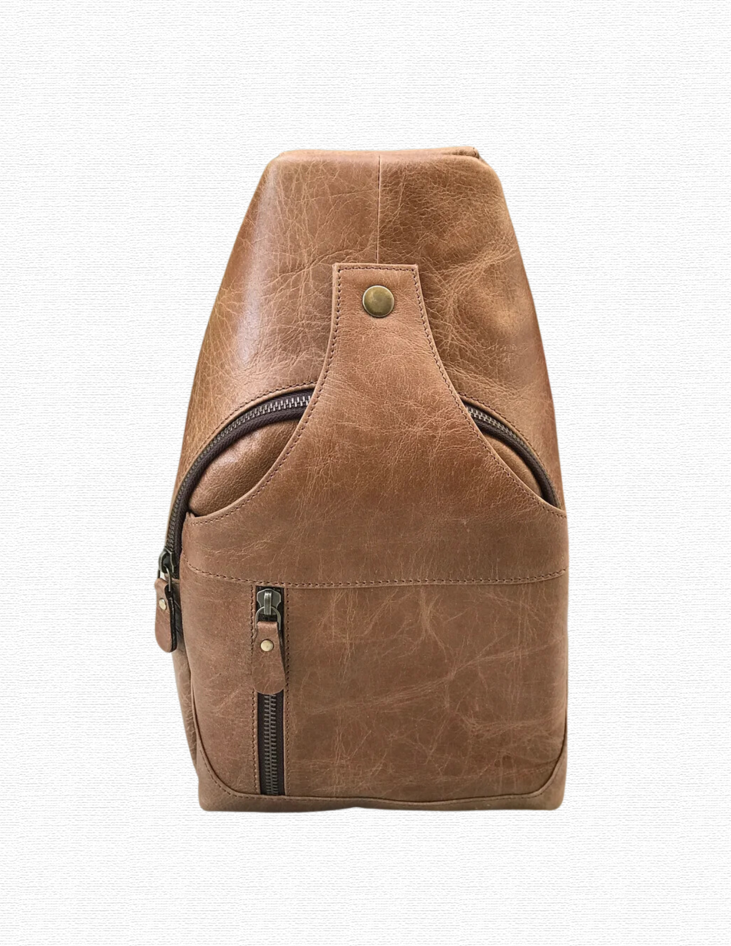 Modern Leather Chest Bag - Caramel-Status Co. Leather Studio