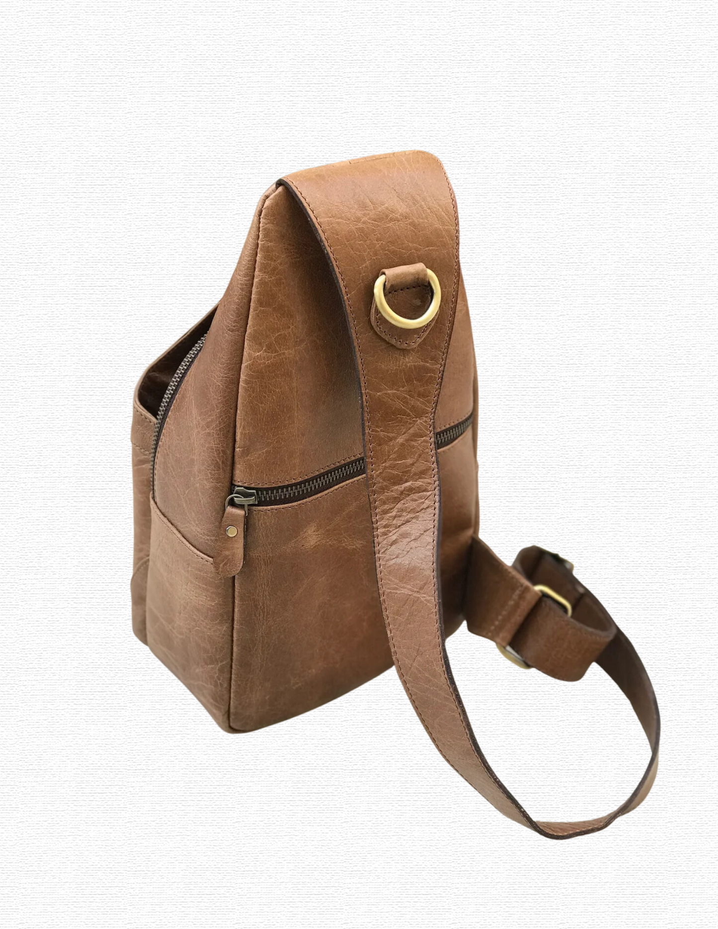 Modern Leather Chest Bag - Caramel-Status Co. Leather Studio