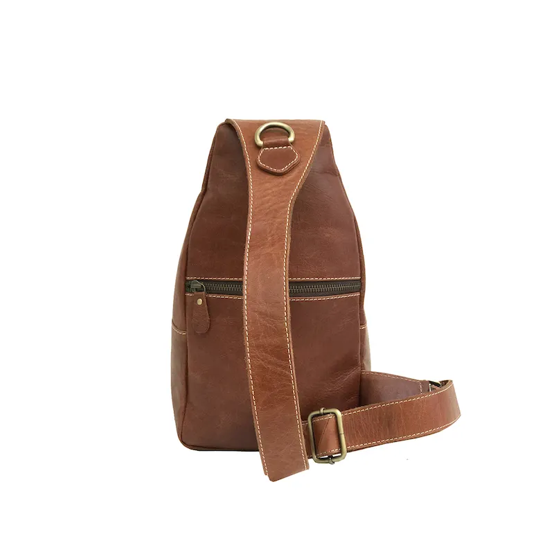 Modern Leather Chest Bag - Cognac Brown-Status Co. Leather Studio