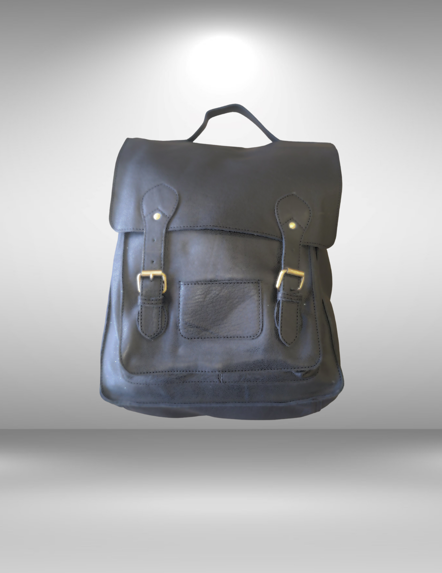 Black Leather Cowhide Travel Backpack-Status Co. Leather Studio