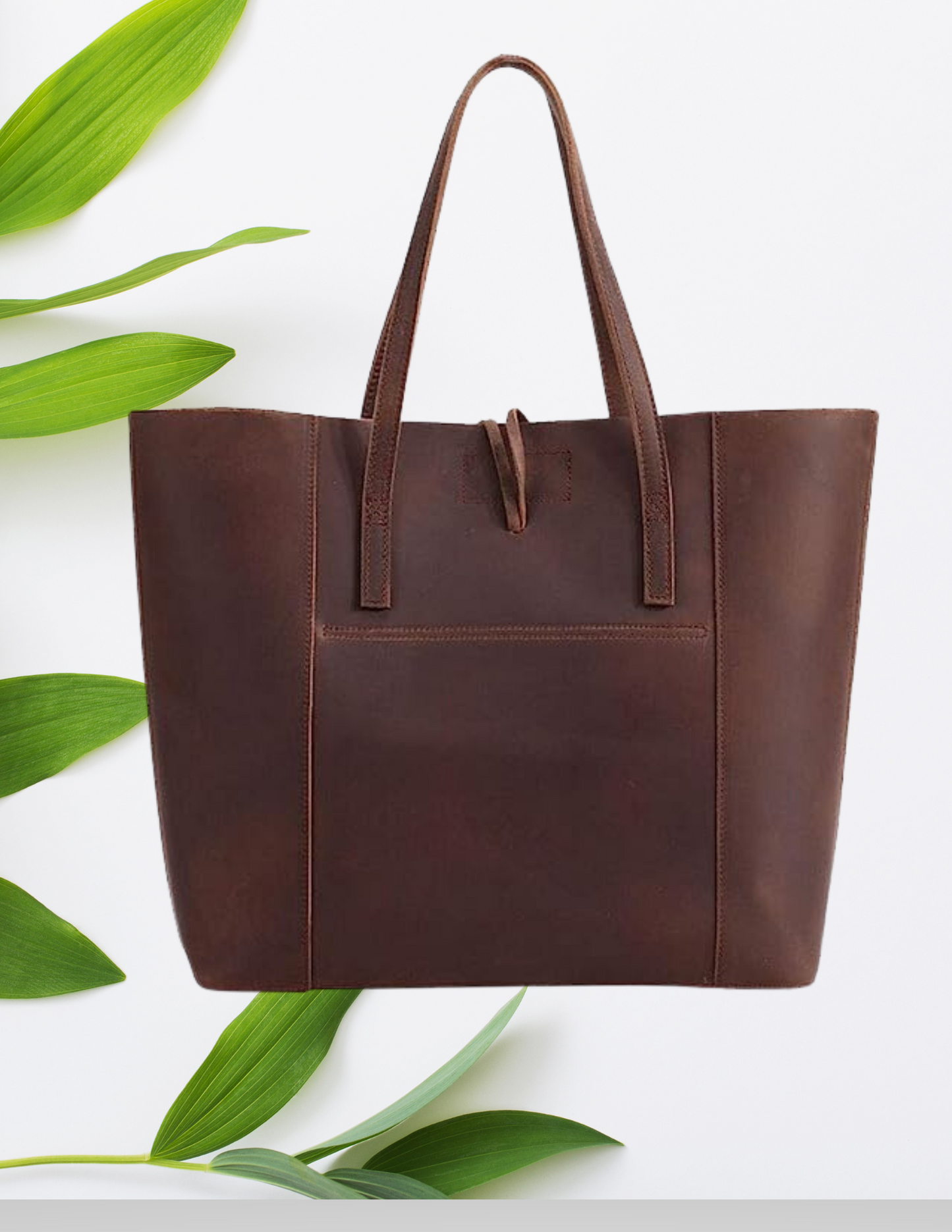 Women's Hunter Leather Tote Bag-Status Co. Leather Studio