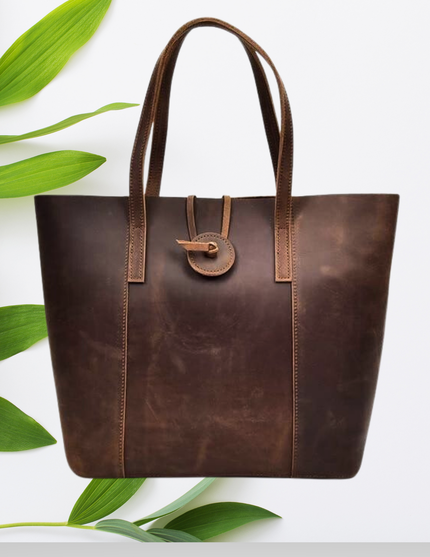 Women's Hunter Leather Tote Bag-Status Co. Leather Studio