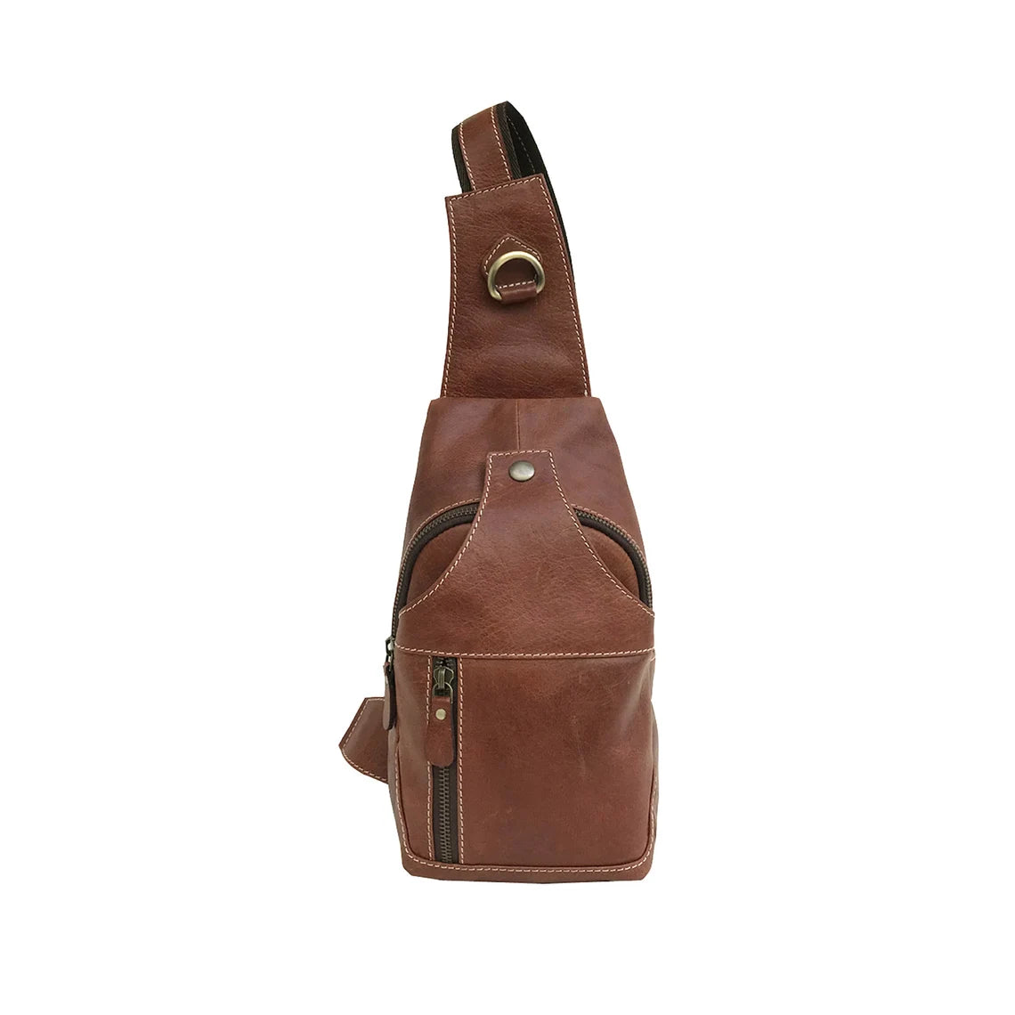 Modern Leather Chest Bag - Cognac Brown-Status Co. Leather Studio