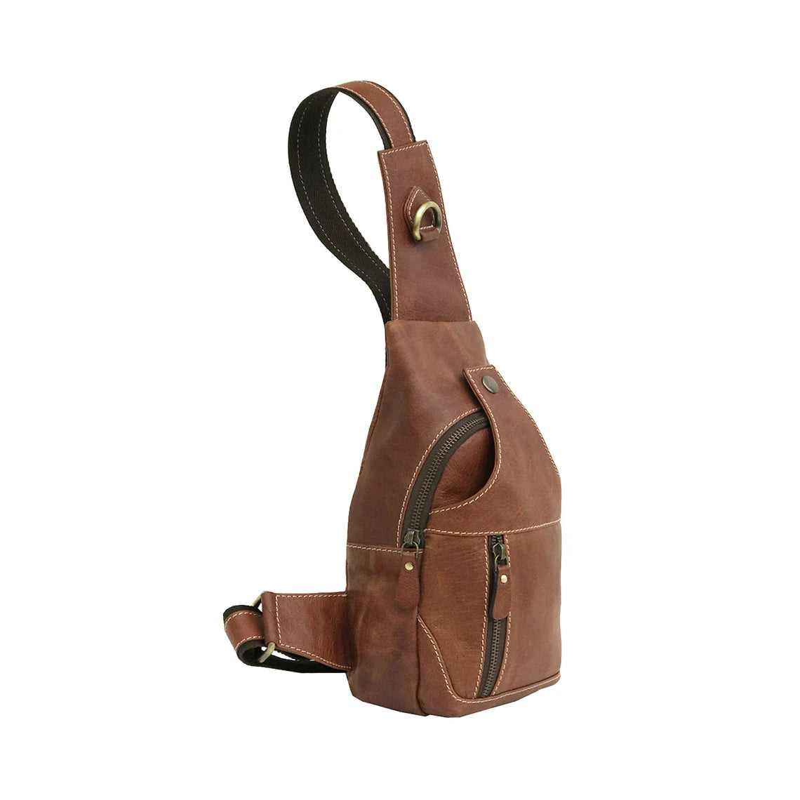 Modern Leather Chest Bag - Cognac Brown-Status Co. Leather Studio