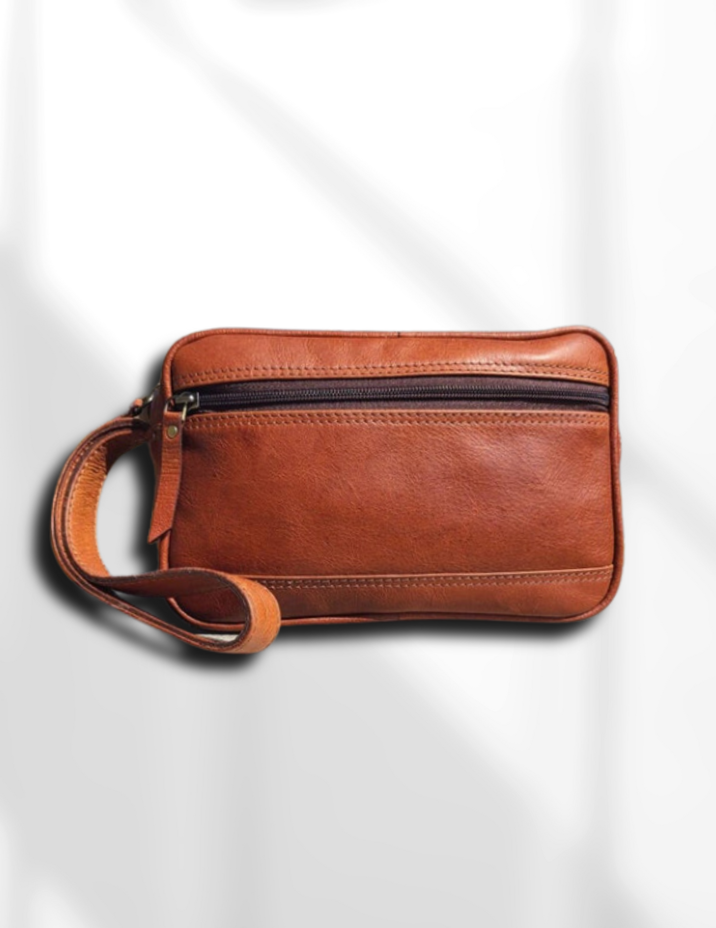 Leather Toiletry Bag - Travel Pouch - Cognac Brown-Status Co. Leather Studio