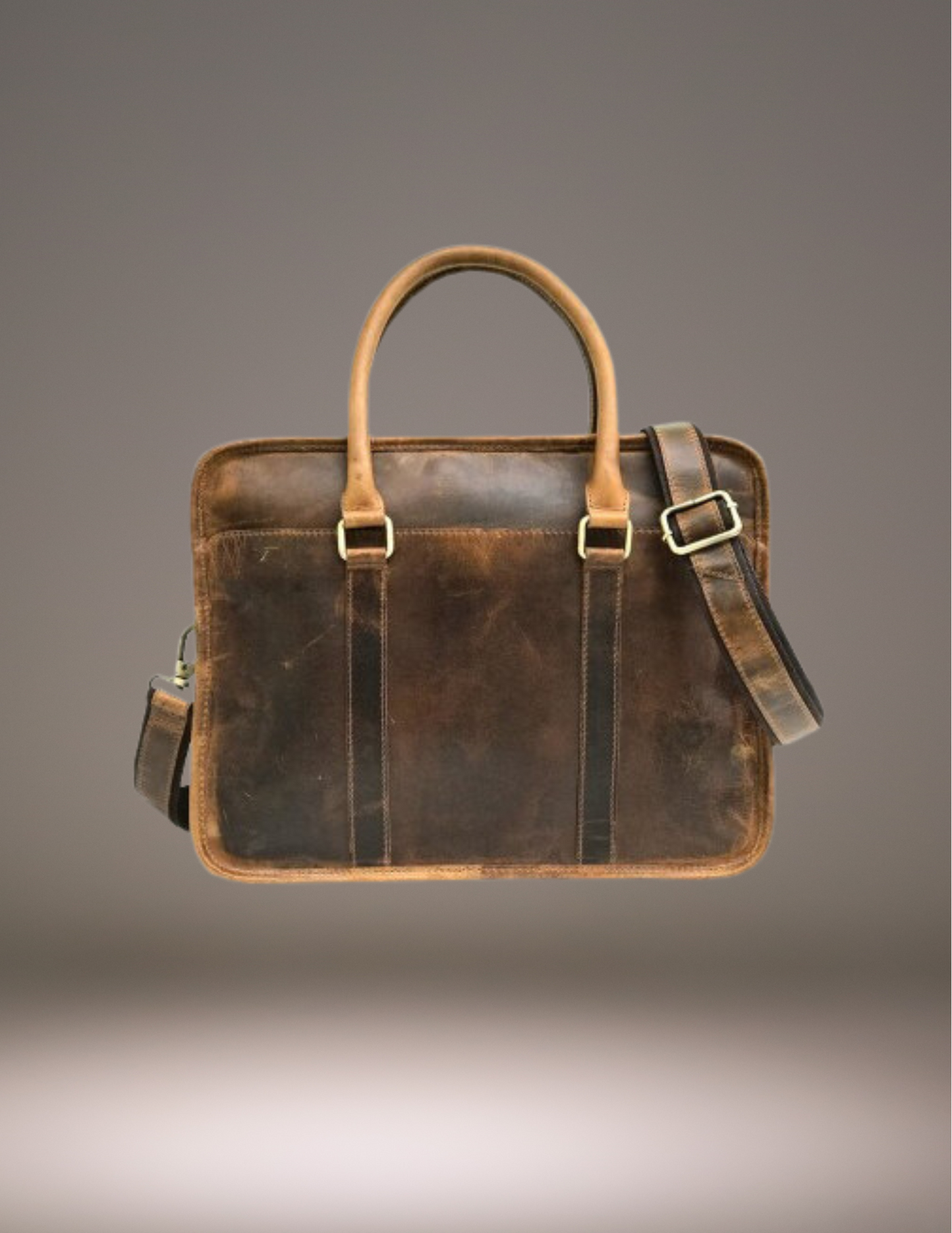 Rustic Multi-Toned Leather Messenger Bag-Status Co. Leather Studio