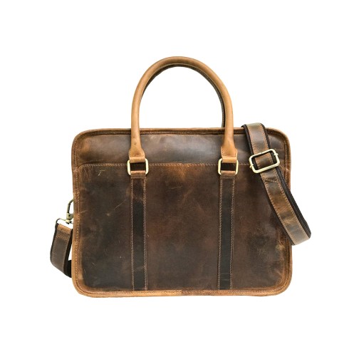 Rustic Multi-Toned Leather Messenger Bag-Status Co. Leather Studio