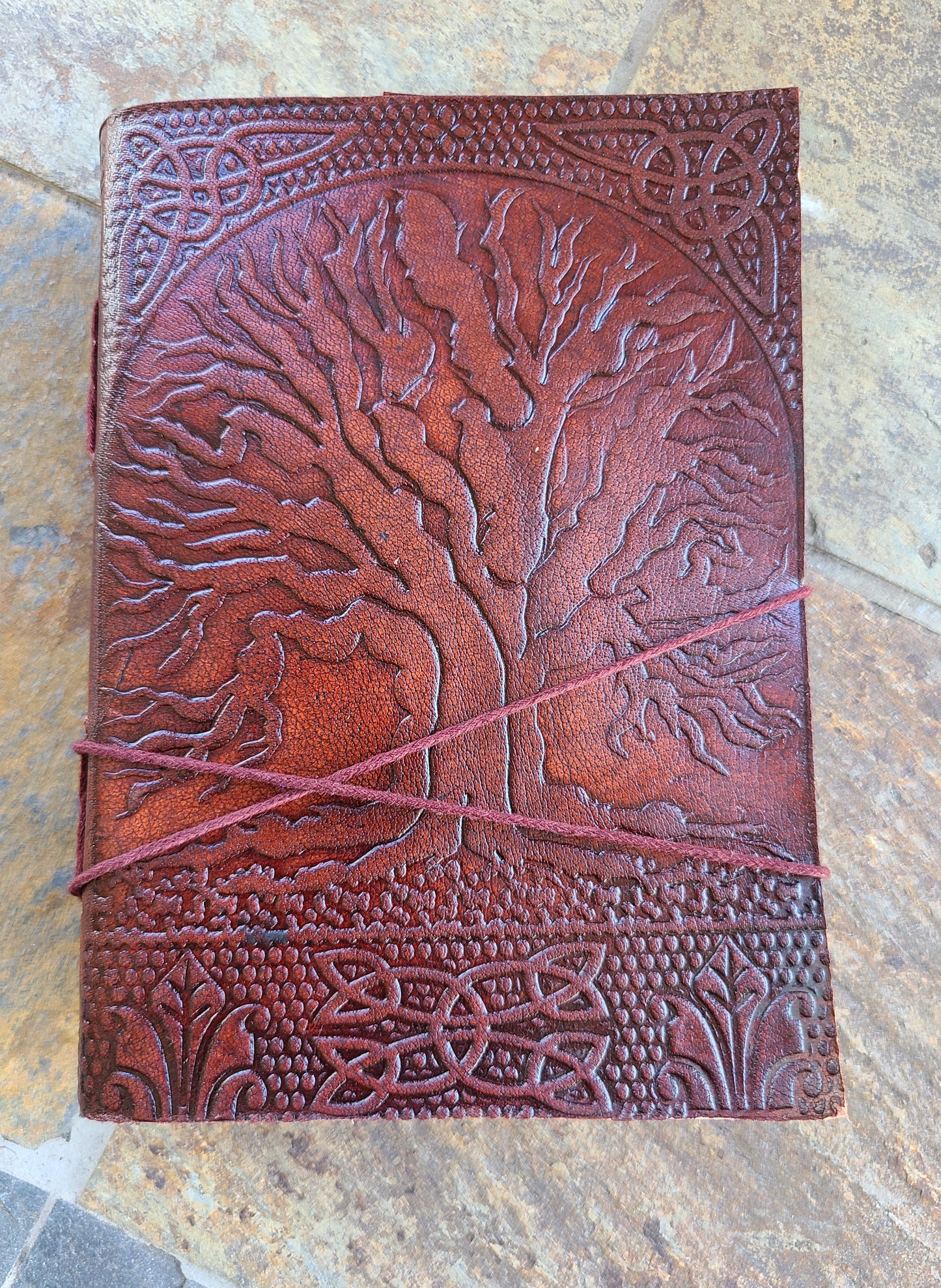 Tree Of Life Red Leather Writing Journal-Status Co. Leather Studio