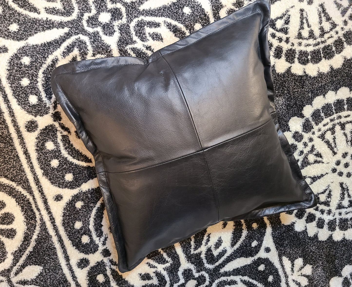 100% Lambskin Leather Black Throw Pillow Cover - 20 x 20-Status Co. Leather Studio
