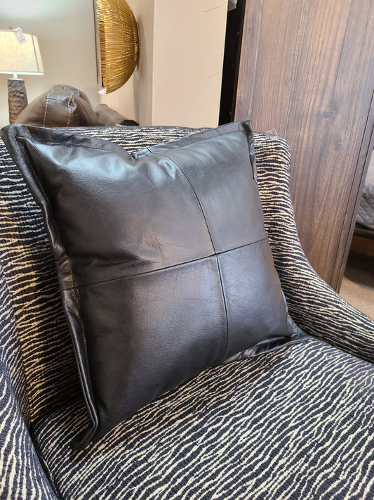 100% Lambskin Leather Black Throw Pillow Cover - 20 x 20-Status Co. Leather Studio