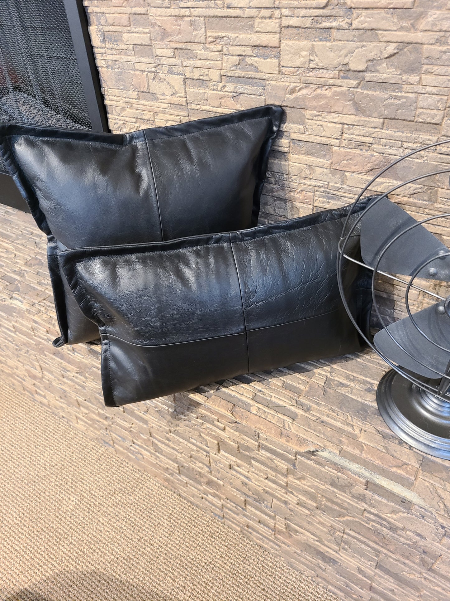 100% Lambskin Leather Black Throw Pillow Cover - 20 x 20-Status Co. Leather Studio