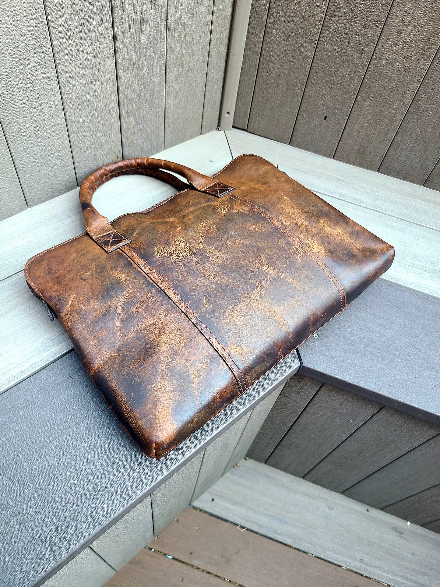 Crazy Horse Leather Messenger Laptop Sleeve-Status Co. Leather Studio