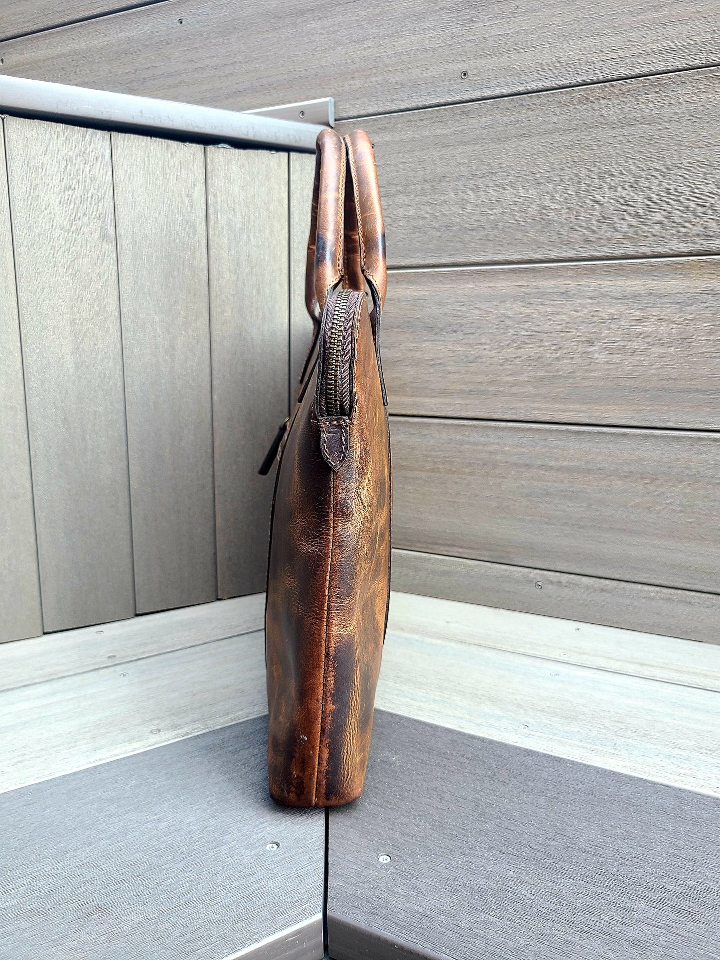 Crazy Horse Leather Messenger Laptop Sleeve-Status Co. Leather Studio