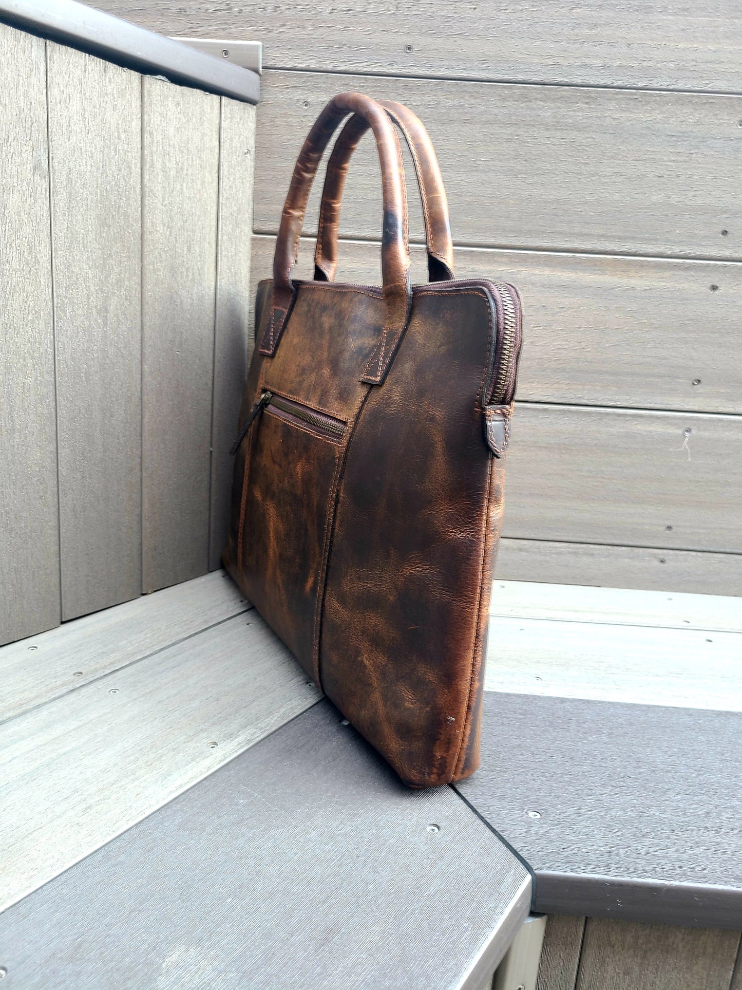 Crazy Horse Leather Messenger Laptop Sleeve-Status Co. Leather Studio